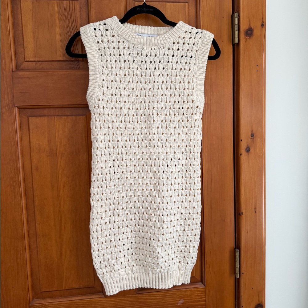 Zara crochet cream knit cover up dress
